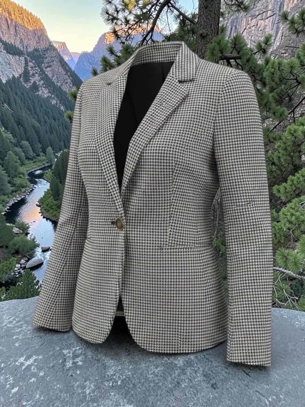 J. Crew Tailored Houndstooth Blazer in Black and Cream